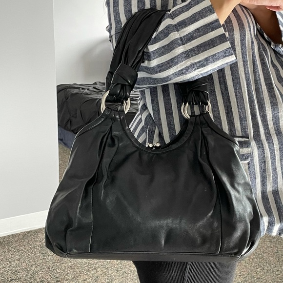 COACH PARKER BLACK LEATHER SATCHEL SHOULDER BAG - Picture 8 of 9